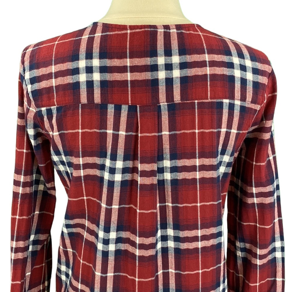 Windsor Burgundy Plaid Lace Up Tunic - Picture 8 of 13